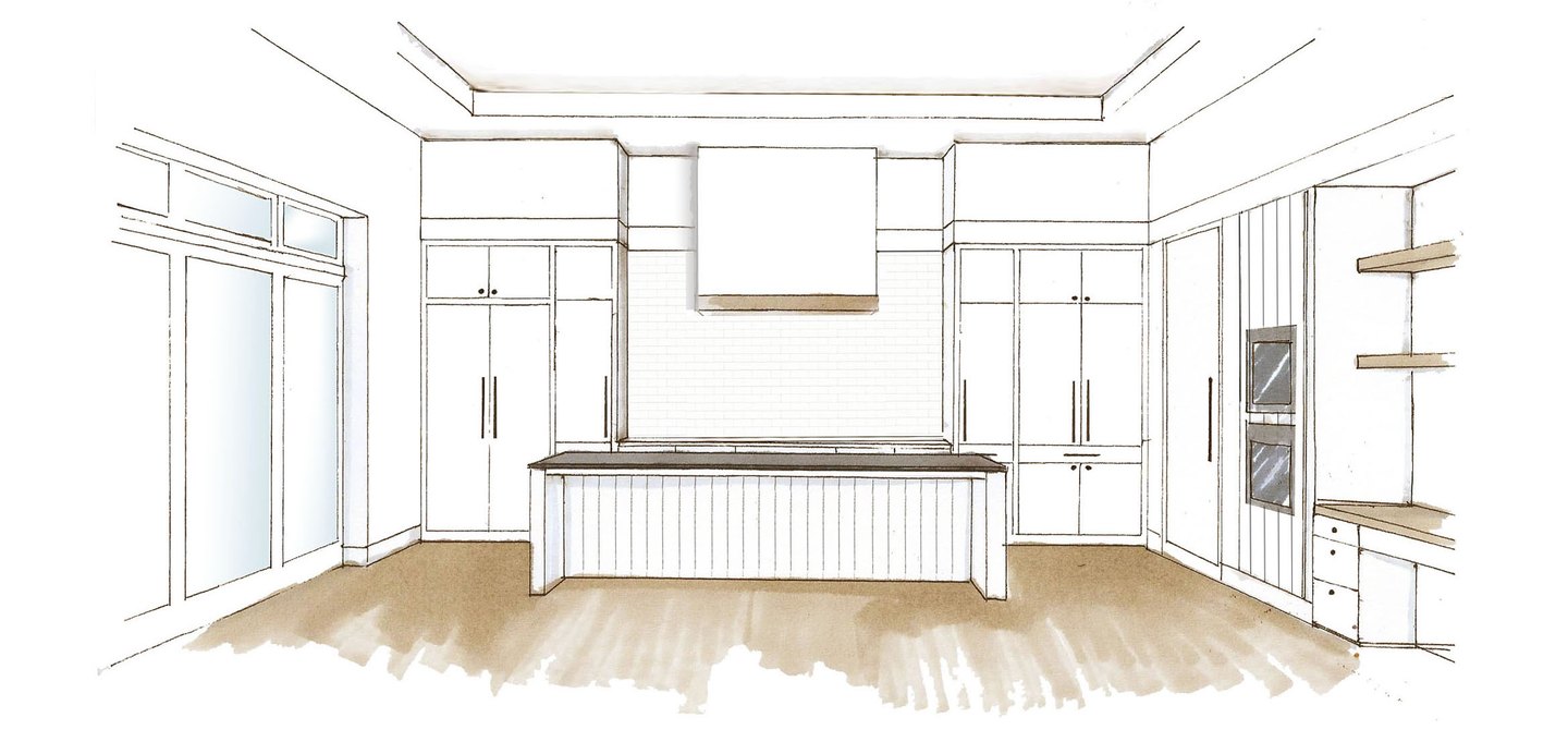 Kitchen concept drawing defining the proposed design